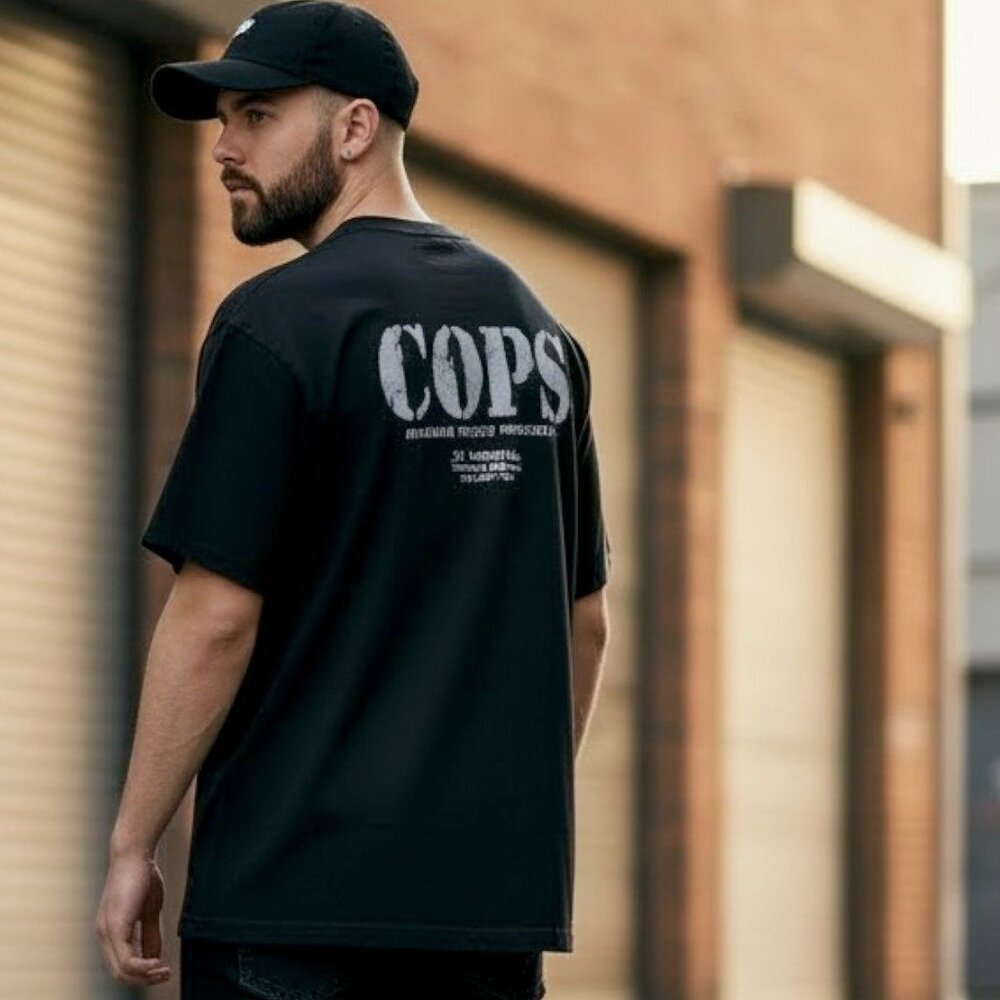 VTG Cops TV Show Tshirt Movie Promo Tee Black Size XL Beefy T 90s Single Stitch